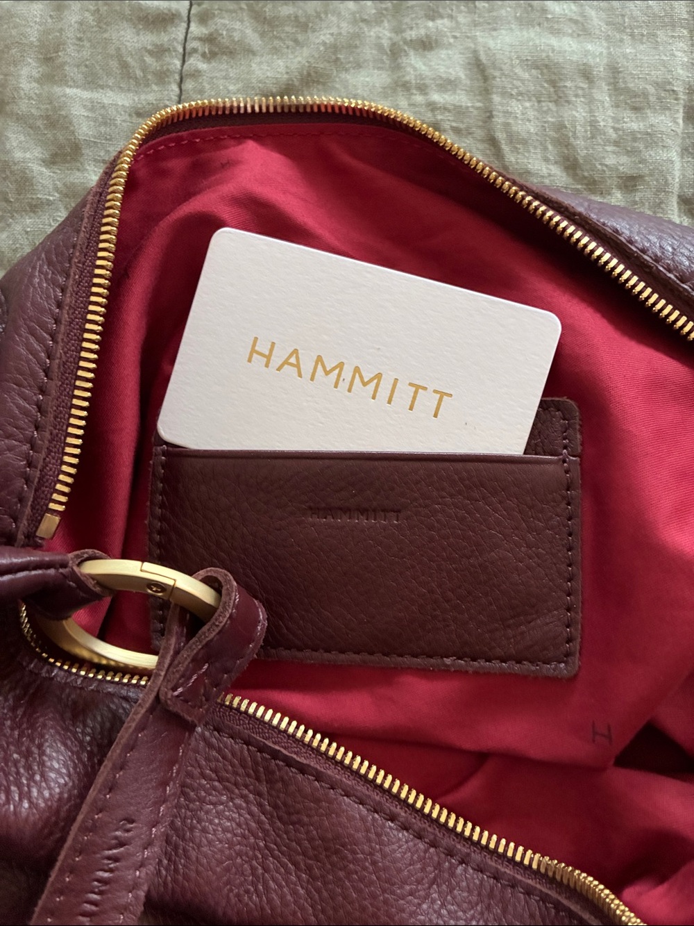 Hammitt burgundy Pebbled Leather shoulder bag with Gold Hardware